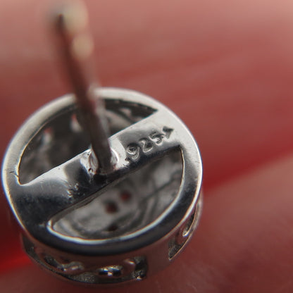 925 Sterling Silver Real Round-Cut Diamond Stud Earrings