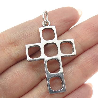 925 Sterling Silver Vintage Open Geometric Cross Pendant