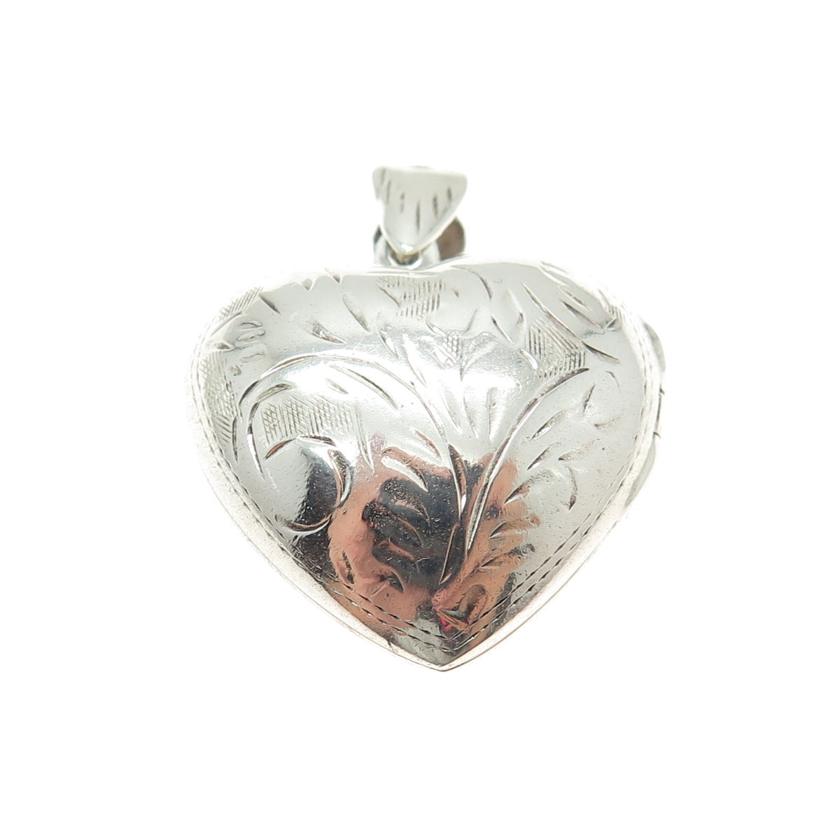 925 Sterling Silver Vintage Diamond-Cut Heart Locket Pendant