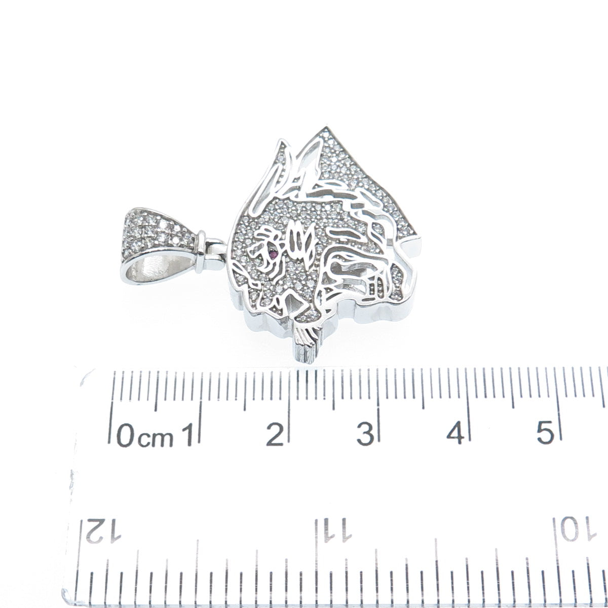 925 Sterling Silver Real Round-Cut Ruby & C Z Panther Charm Pendant