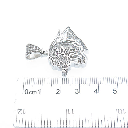 925 Sterling Silver Real Round-Cut Ruby & C Z Panther Charm Pendant