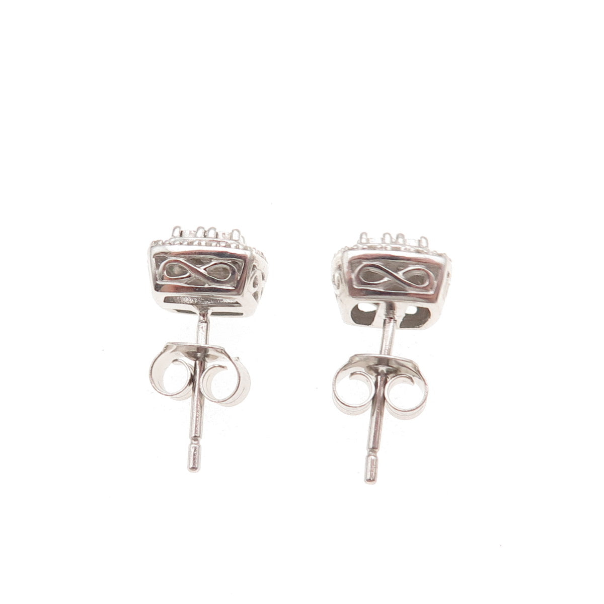 SK9 Allure Gems 925 Sterling Silver Real Round-Cut Diamond Stud Earrings