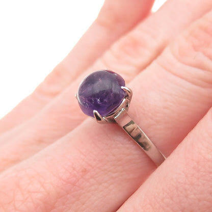 925 Sterling Silver Antique Art Deco Real Amethyst Ring Size 6.25