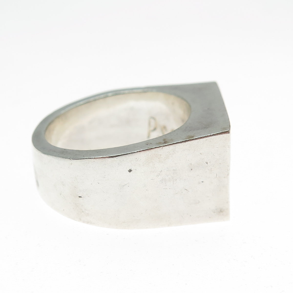 925 Sterling Silver Vintage CPM Birmingham Modernist Engraved Ring Size 8.5