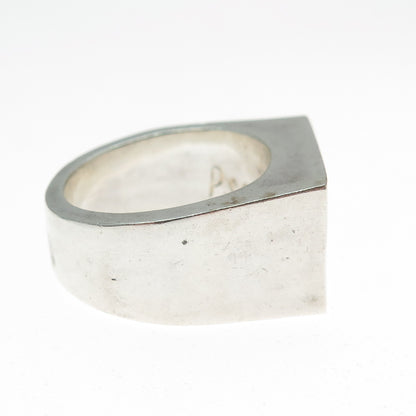 925 Sterling Silver Vintage CPM Birmingham Modernist Engraved Ring Size 8.5