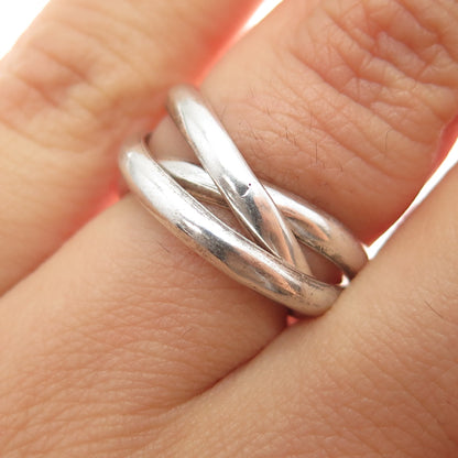 925 Sterling Silver Vintage Mexico Interlocked Trinity Band Ring Size 6.5