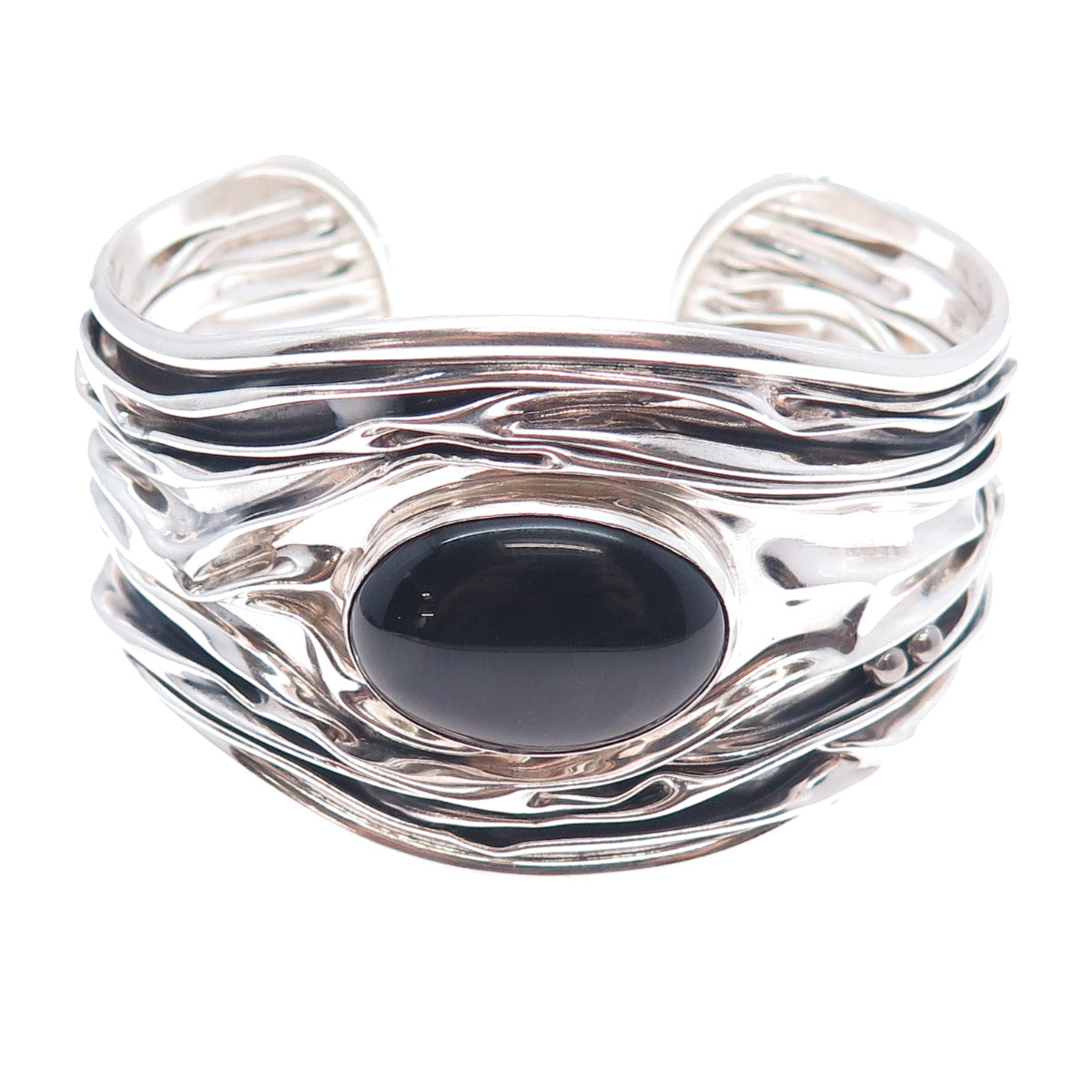 DOMINIQUE DINOUART 925 Sterling Silver Vintage Mexico Black Onyx Bracelet 7.75"