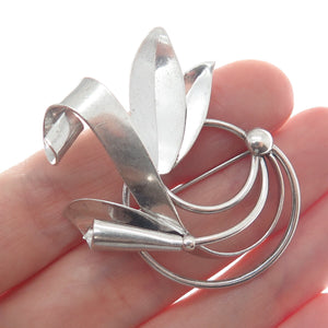 BINDER BROS 925 Sterling Silver Vintage Cala Lily Floral Leaf Pin Brooch