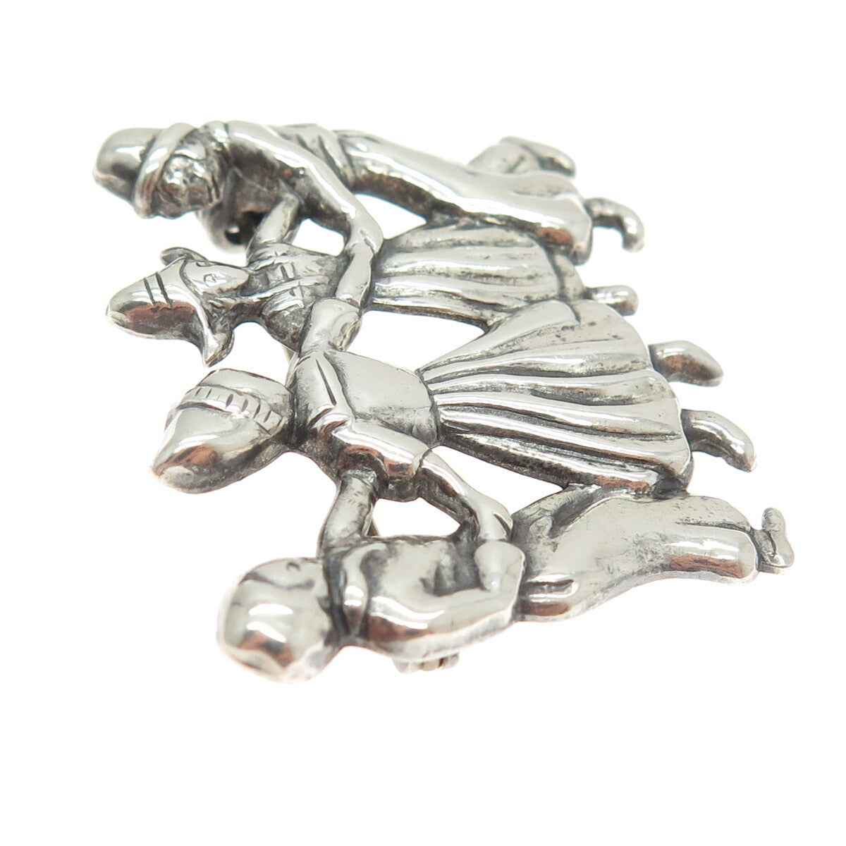 925 Sterling Silver Antique Art Deco Dutch Dancer Repousse Pin Brooch