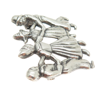 925 Sterling Silver Antique Art Deco Dutch Dancer Repousse Pin Brooch