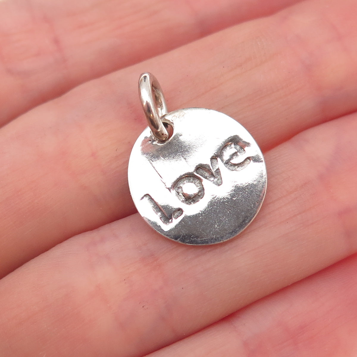925 Sterling Silver Vintage Love Heart Oxidized Charm Pendant
