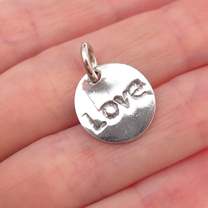 925 Sterling Silver Vintage Love Heart Oxidized Charm Pendant