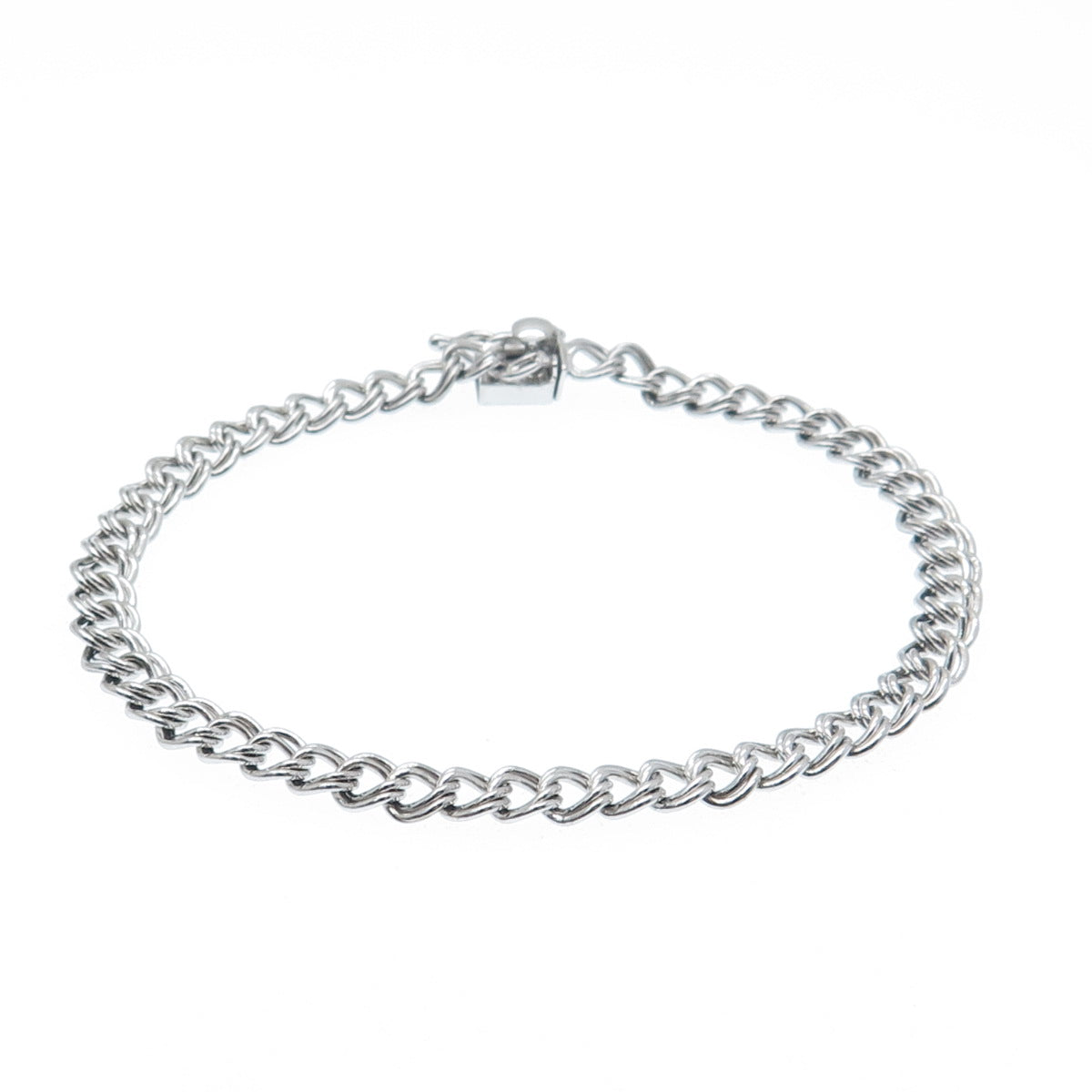 925 Sterling Silver Vintage Double Curb Link Bracelet 7.25"