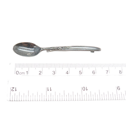 LUNT 925 Sterling Silver Vintage 1954 Summer Song Spoon Oxidized Pin Brooch