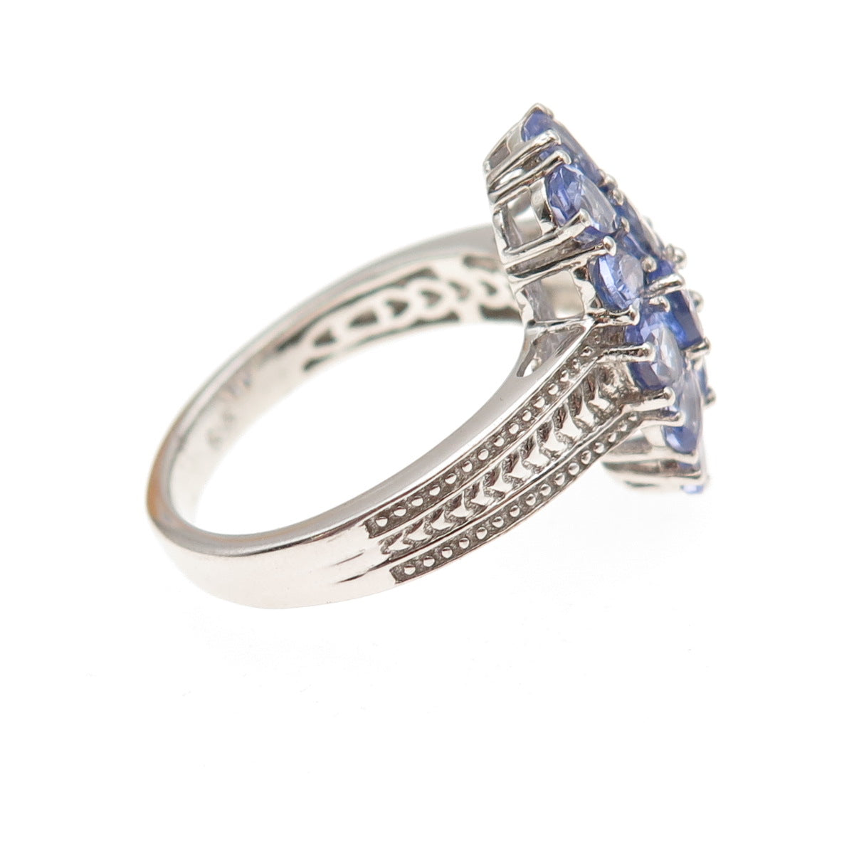Chuck Clemency 925 Sterling Silver Real Tanzanite Cluster Ring Size 8.25
