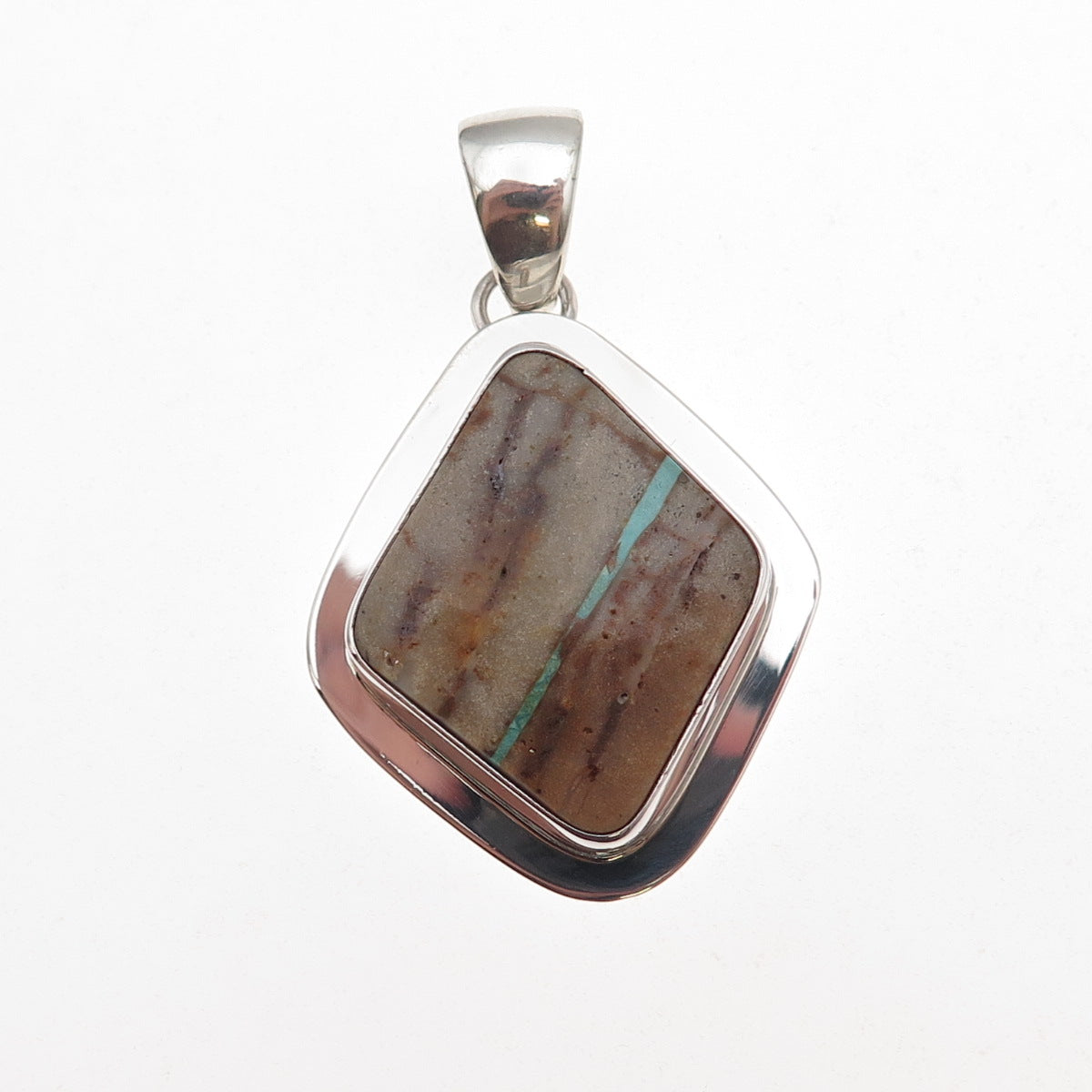 Peggy Skeets Navajo Old Pawn Sterling Silver Vintage Jasper & Turquoise Pendant