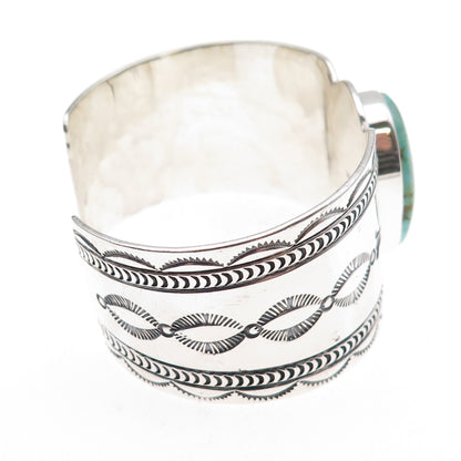 Lester Jackson Navajo Old Pawn Sterling Silver Vintage Turquoise Bracelet 6.5"