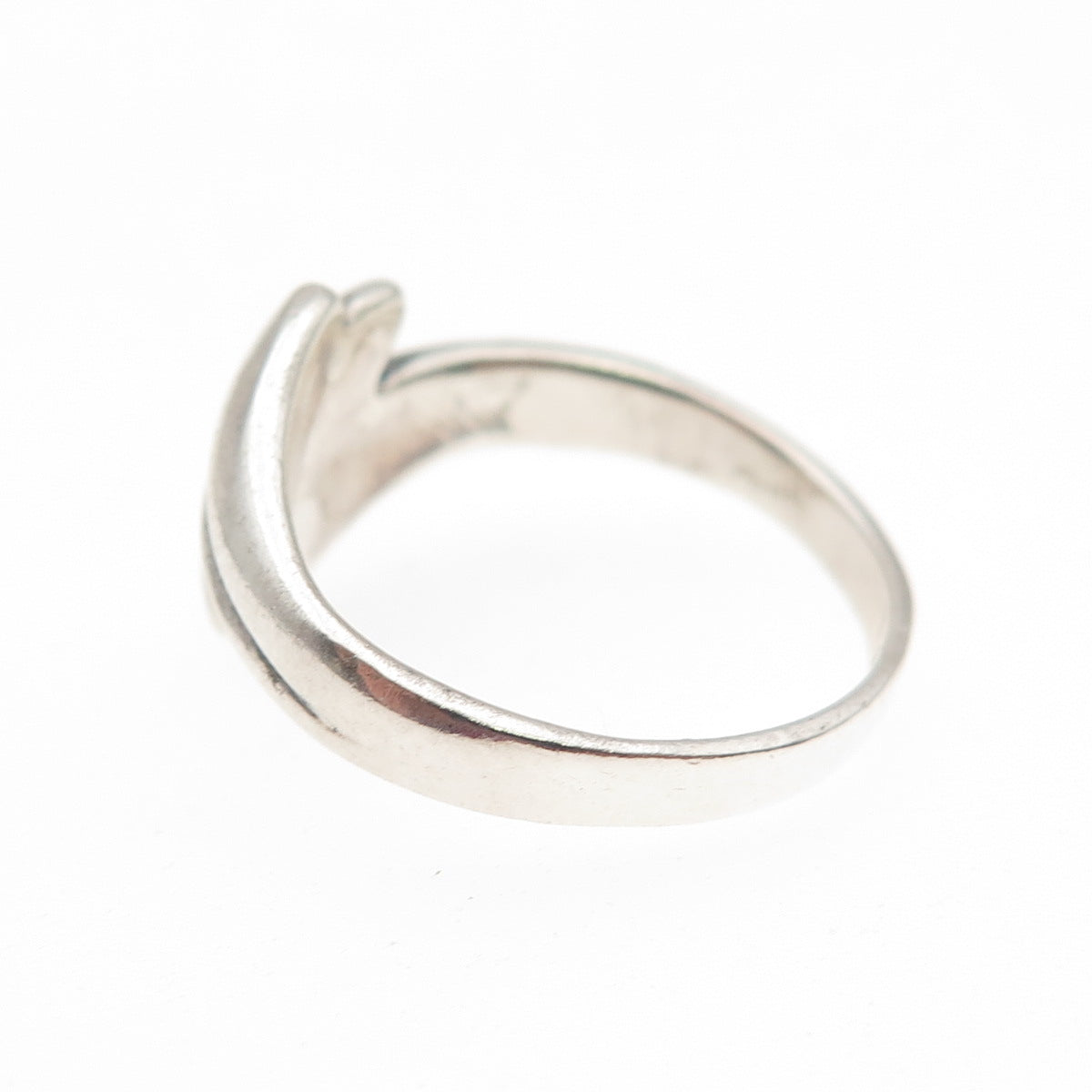 925 Sterling Silver Vintage Modernist Bypass Oxidized Ring Size 7