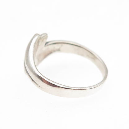 925 Sterling Silver Vintage Modernist Bypass Oxidized Ring Size 7