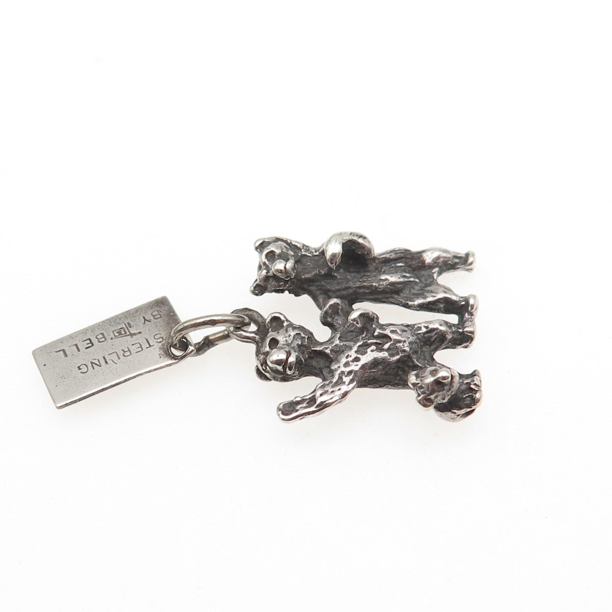 Bell Trading Post Sterling Silver Antique Art Deco Bear Family 3D Mini Pendant