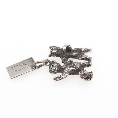 Bell Trading Post Sterling Silver Antique Art Deco Bear Family 3D Mini Pendant