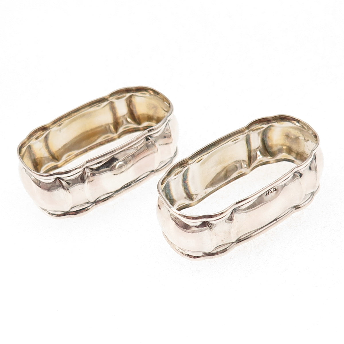 830 Silver Antique Art Deco SET of 2 Napkin Rings