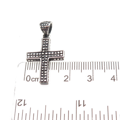 925 Sterling Silver Vintage Dotted Cross Oxidized Charm Pendant