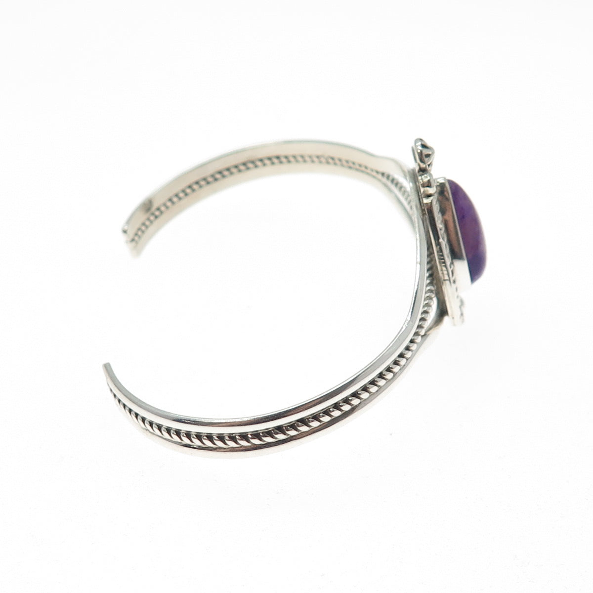 L. HILDRETH Old Pawn 925 Sterling Silver Vintage Amethyst Adjustable Bracelet 6"