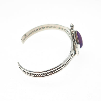L. HILDRETH Old Pawn 925 Sterling Silver Vintage Amethyst Adjustable Bracelet 6"