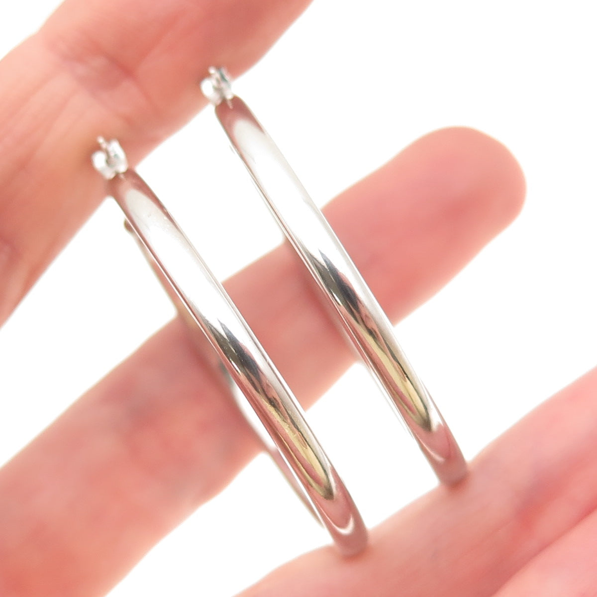 925 Sterling Silver Tube Hoop Earrings