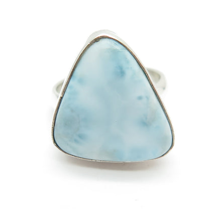 925 Sterling Silver Vintage Real Larimar Gemstone Ring Size 8