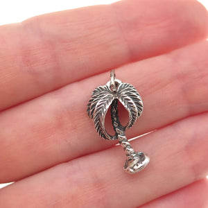 Beau 925 Sterling Silver Vintage Palm Tree Oxidized 3D Charm Pendant