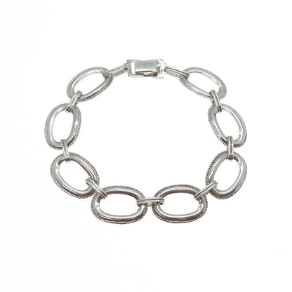 W. E. RICHARDS 925 Sterling Silver Antique Art Deco Oval Link Bracelet 6.75"