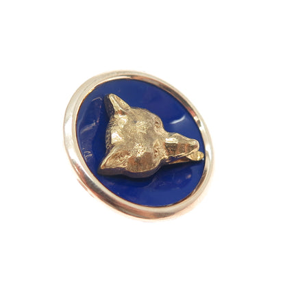1/20 12K Yellow & Rose Gold Filled Antique Art Deco Enamel Fox Button
