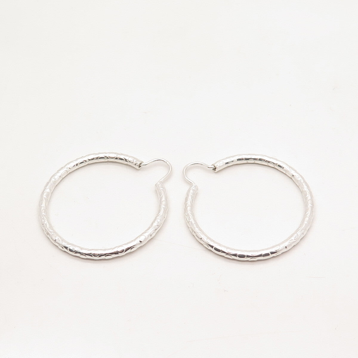 925 Sterling Silver Vintage Dots Hoop Earrings