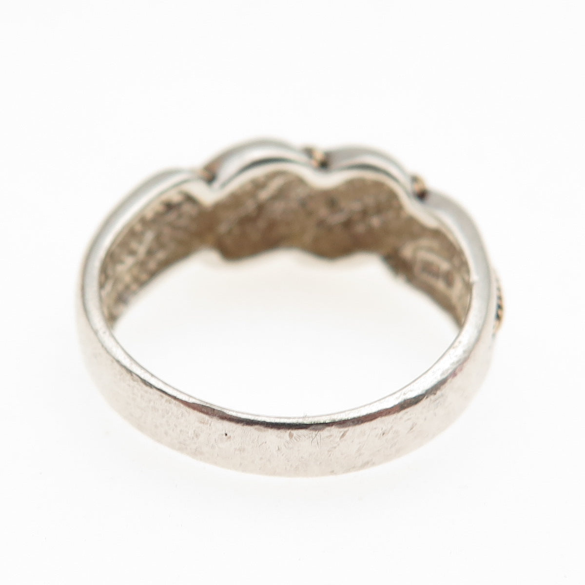 MONICA JAIN 925 Sterling Silver 14K Gold Vintage Modernist Ring Size 8.75