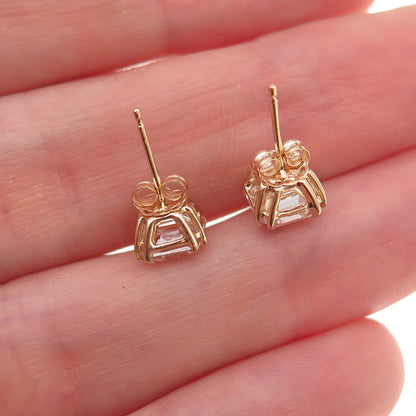 Jacmel Mauritius 14K Gold Asscher-Cut C Z Stud Earrings