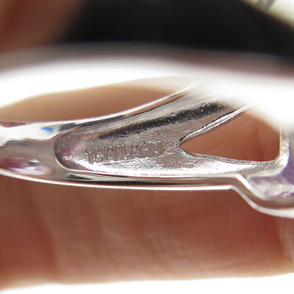 925 Sterling Silver Real Round-Cut Diamond & Amethyst Ring Size 7.25