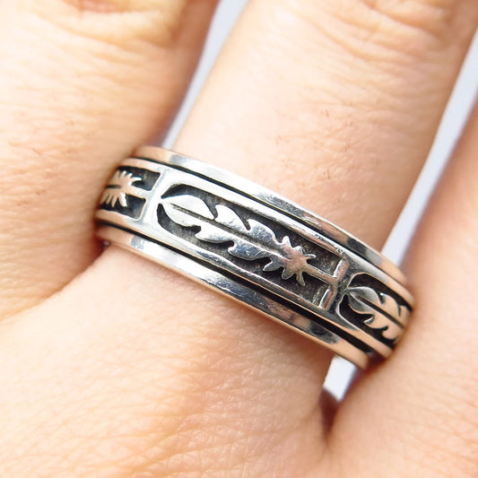 925 Sterling Silver Vintage Ornate Band Ring Size 10.75
