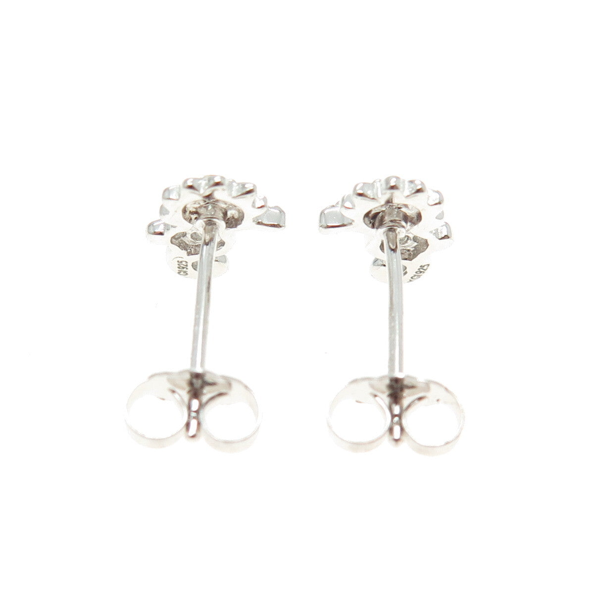 925 Sterling Silver Enamel Round-Cut C Z Seahorse Stud Earrings