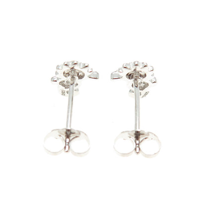 925 Sterling Silver Enamel Round-Cut C Z Seahorse Stud Earrings