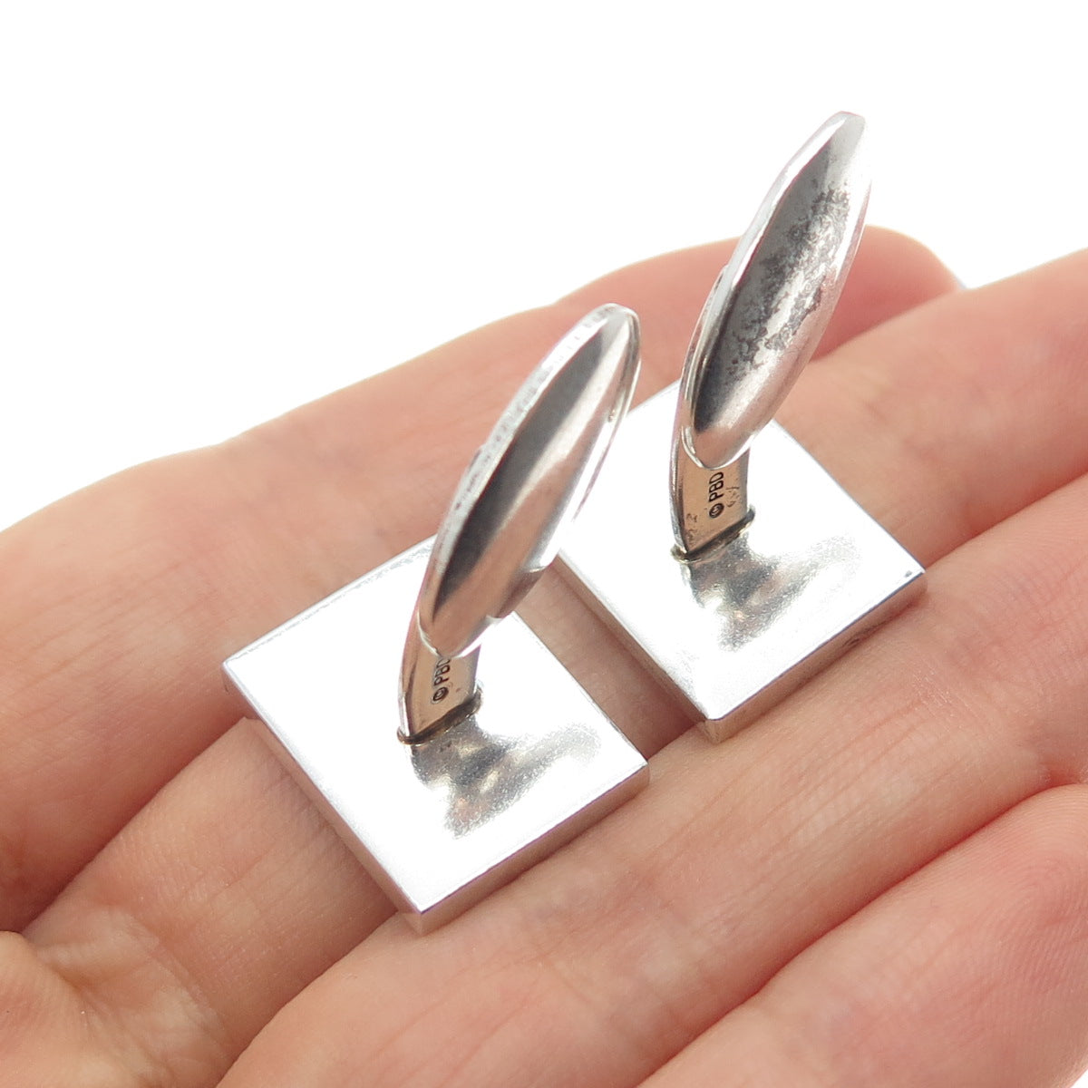 PBD Peter Brams Designs 925 Sterling Silver Vintage Modernist Oxidized Cufflinks