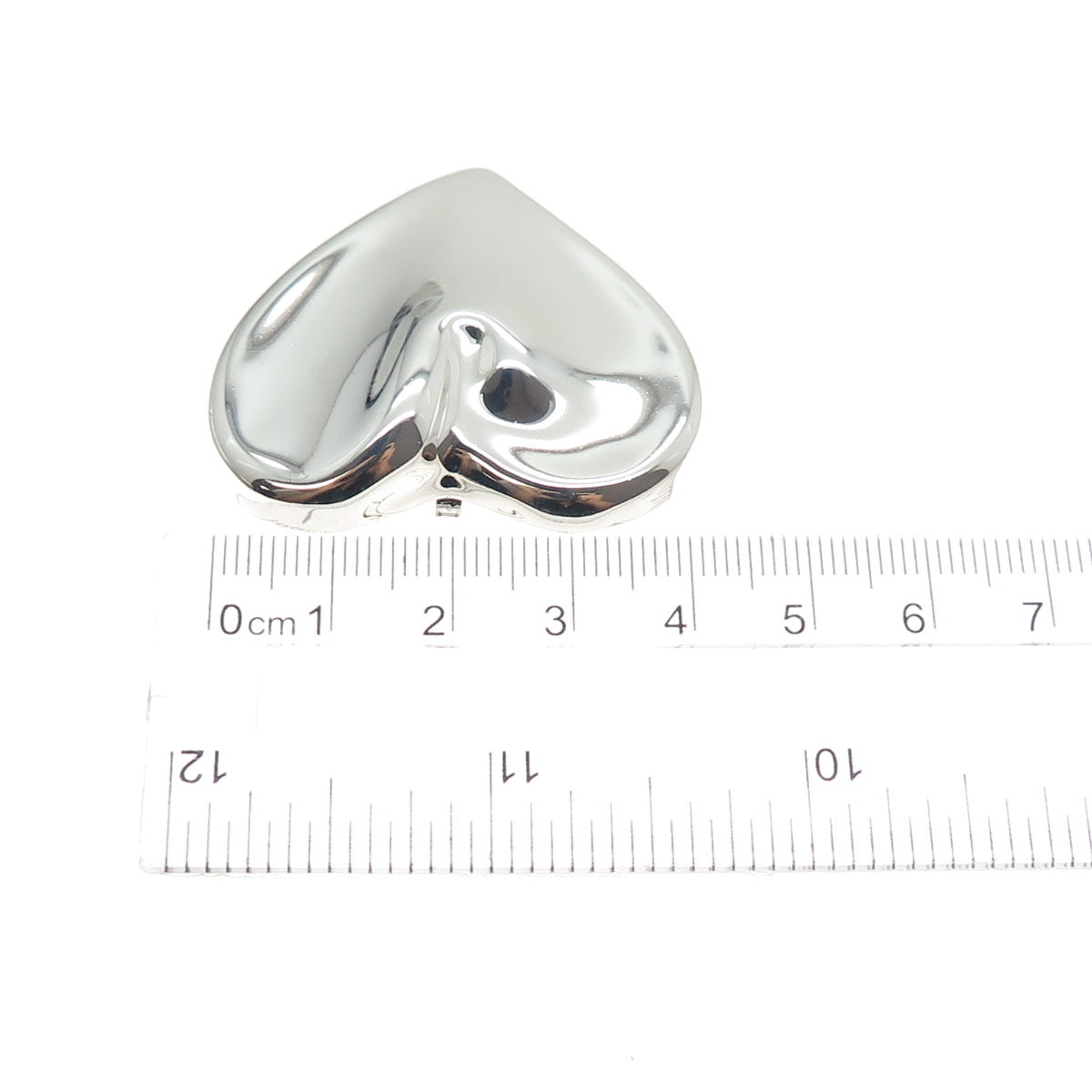 925 Sterling Silver Vintage Mexico Modernist Heart Pin Brooch / Pendant