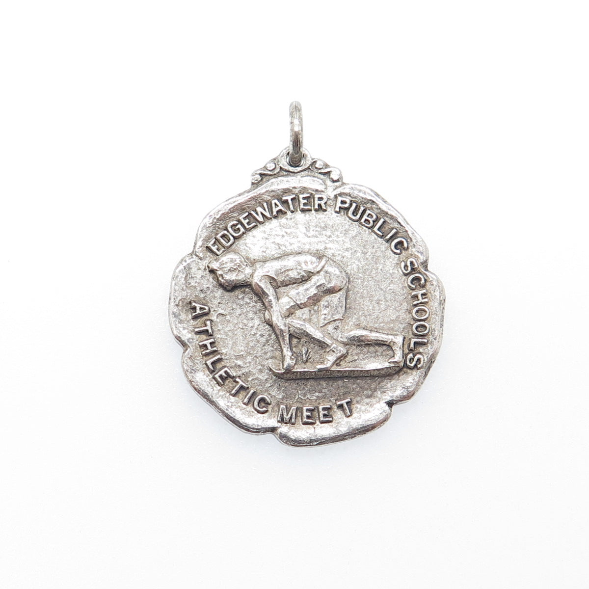 925 Sterling Silver Antique 1935 Edgewater Public Schools Athletic Meet Pendant