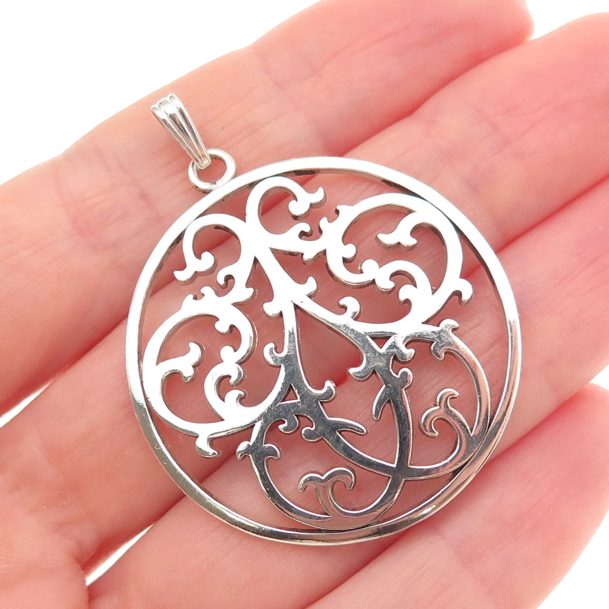 IC James Craig 925 Sterling Silver Vintage Ornate Floral Charm Pendant