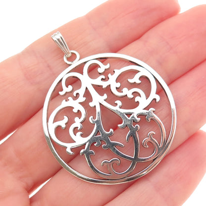 IC James Craig 925 Sterling Silver Vintage Ornate Floral Charm Pendant