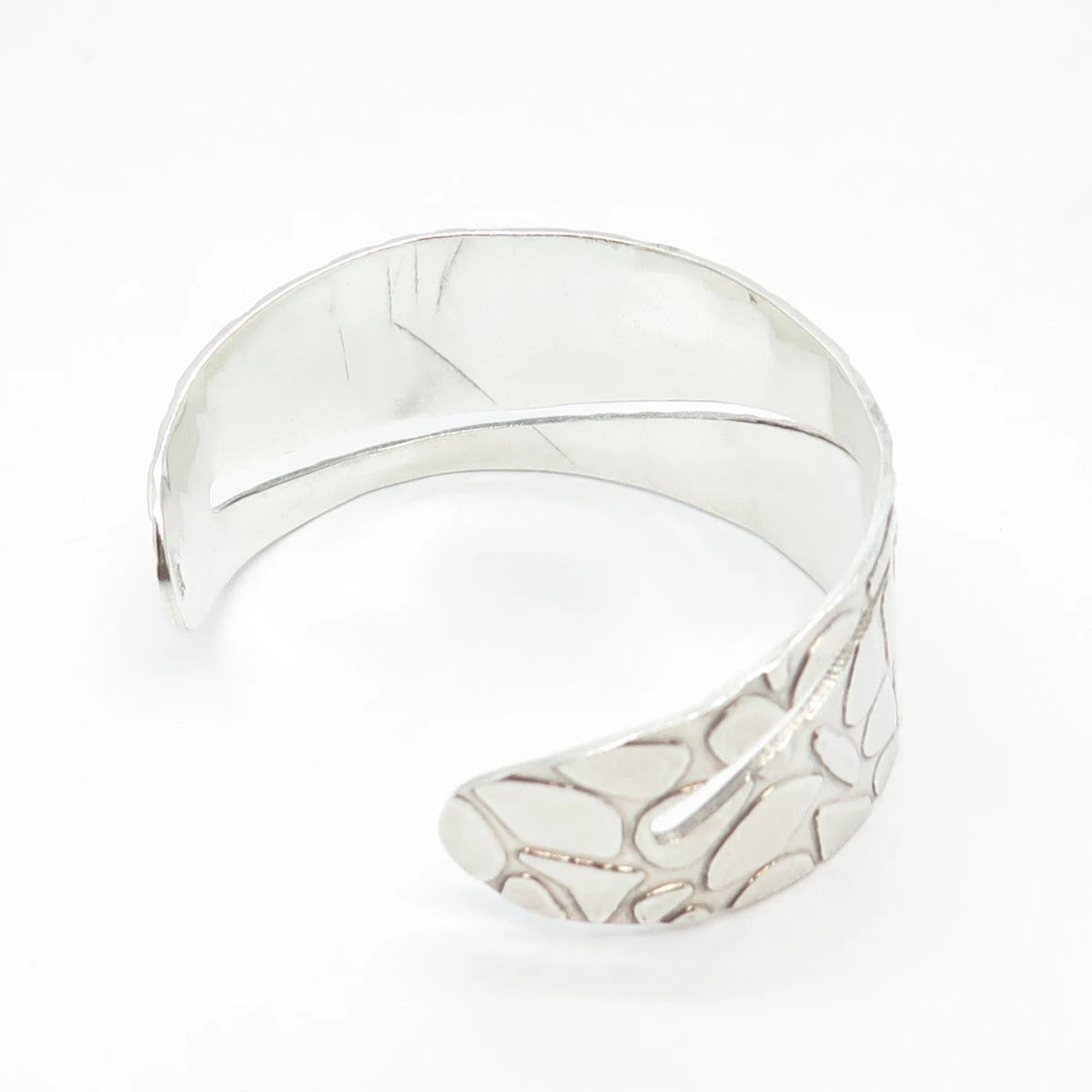 925 Sterling Silver Vintage Pebble Cuff Adjustable Bracelet 7"