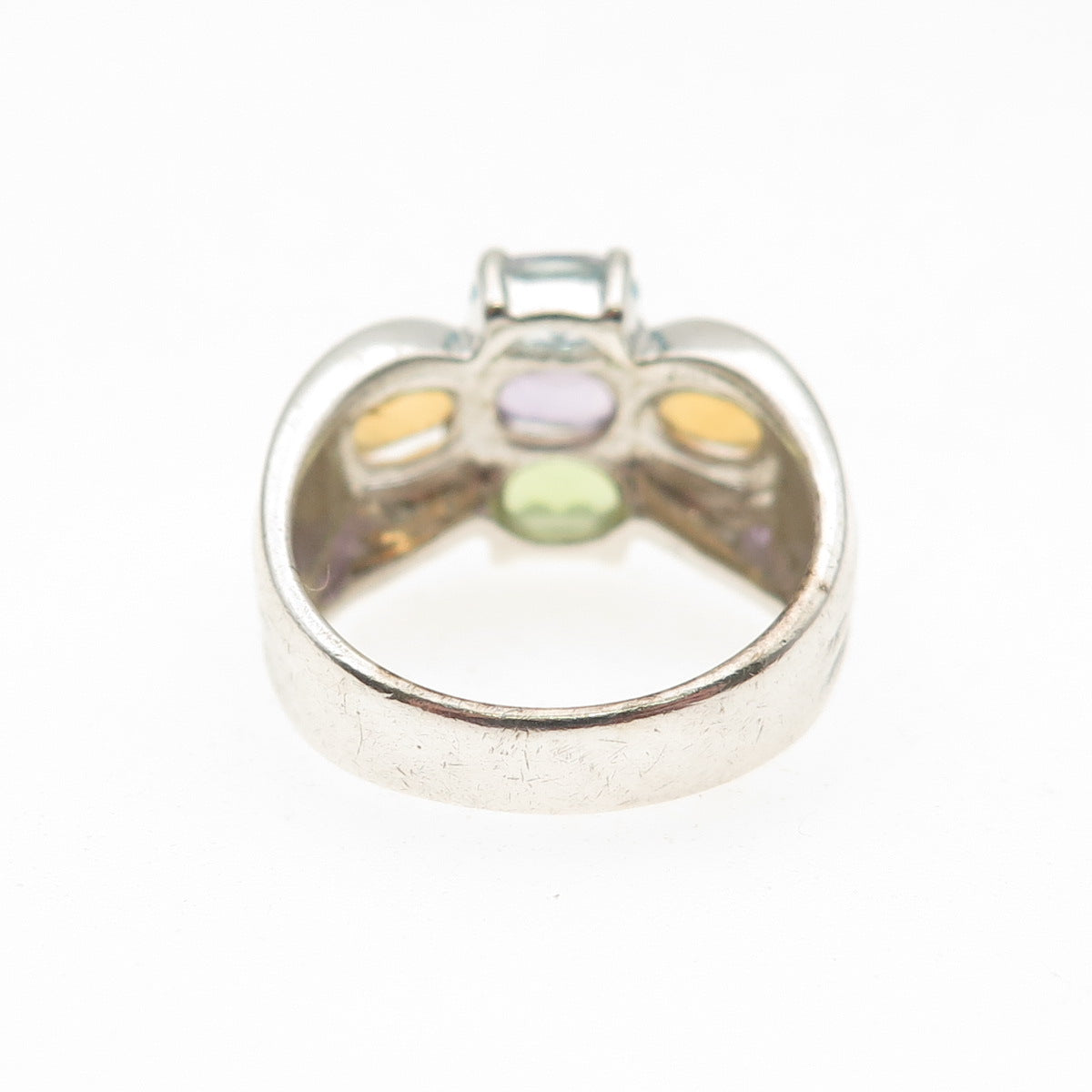 Pranda Sterling Vintage Real Blue Topaz Amethyst Citrine Peridot Ring Size 6.25