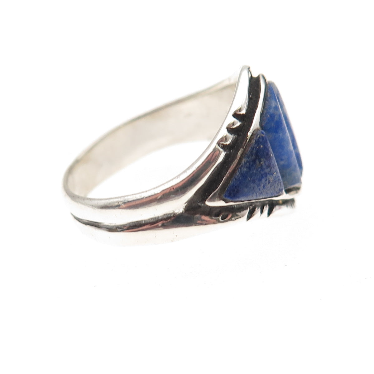 925 Sterling Silver Vintage Real Lapis Oxidized Ring Size 9