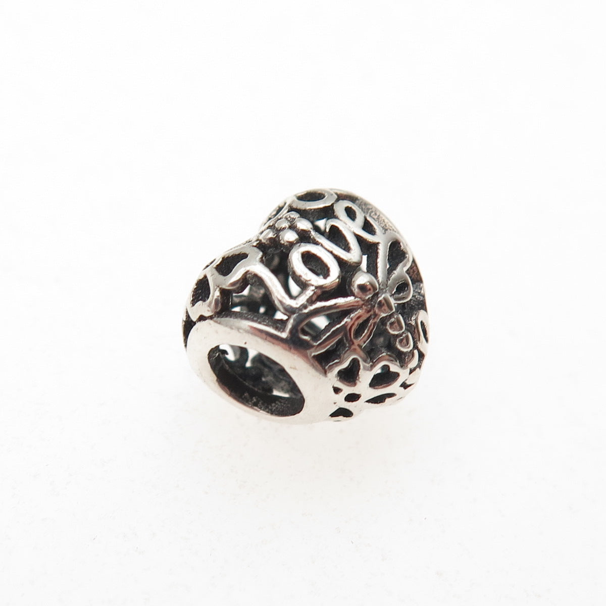 Pandora 925 Sterling Silver Promise of Spring Love Heart Slide Bead Charm
